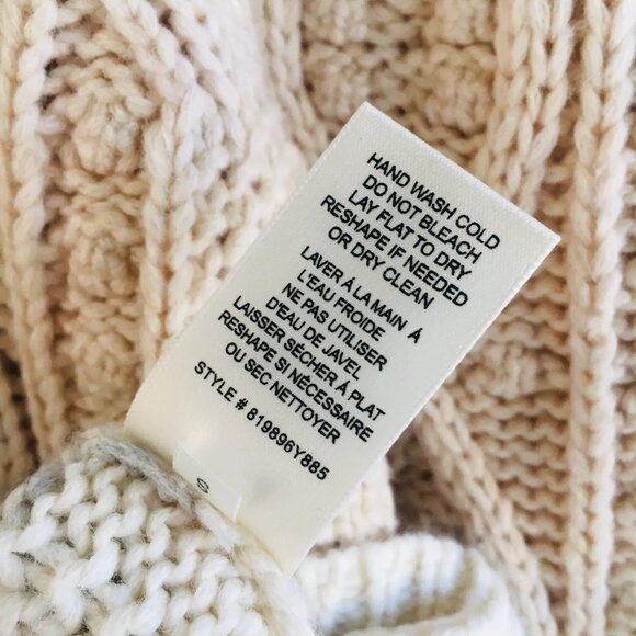 Rebecca Taylor Cable-Knit Striped Sweater XS Wool-Blend Beige/Gray/Ivory Ribbed - Picture 8 of 8